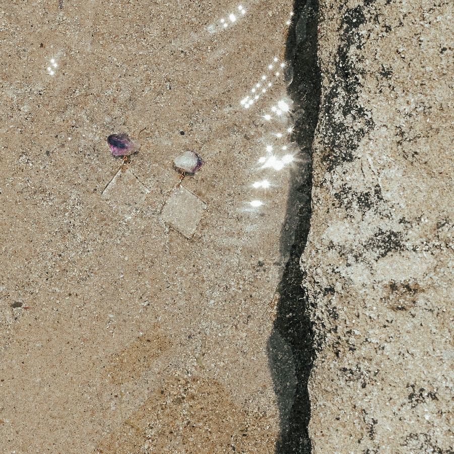 Amethyst Diamond Drop Earrings