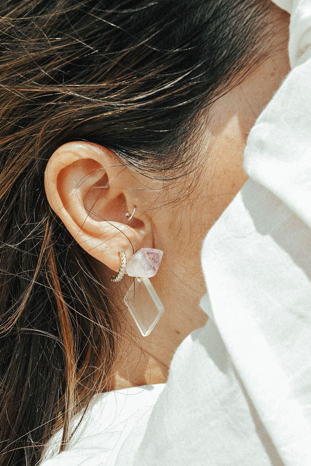 Amethyst Diamond Drop Earrings