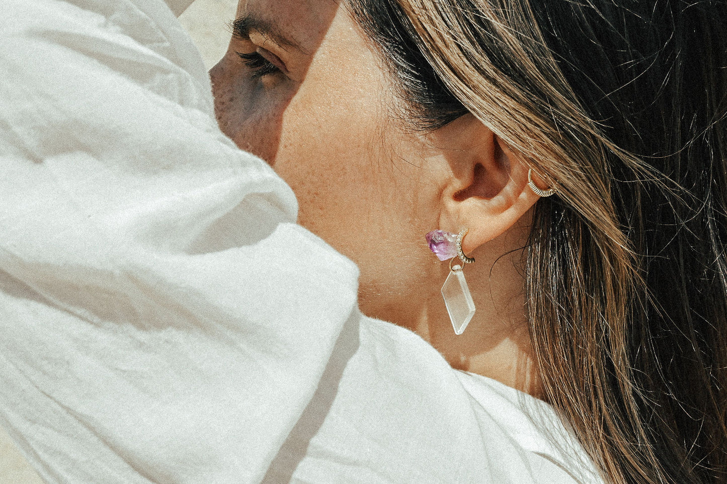 Amethyst Diamond Drop Earrings