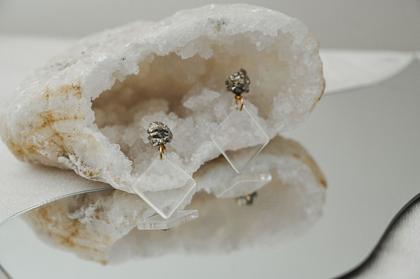 Pyrite Diamond Drop Earrings