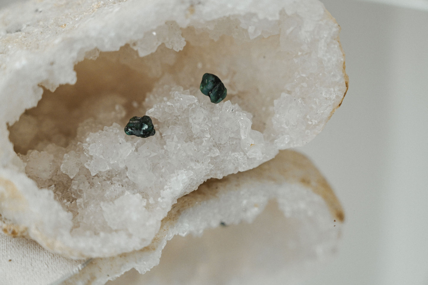 Raw Emerald Studs