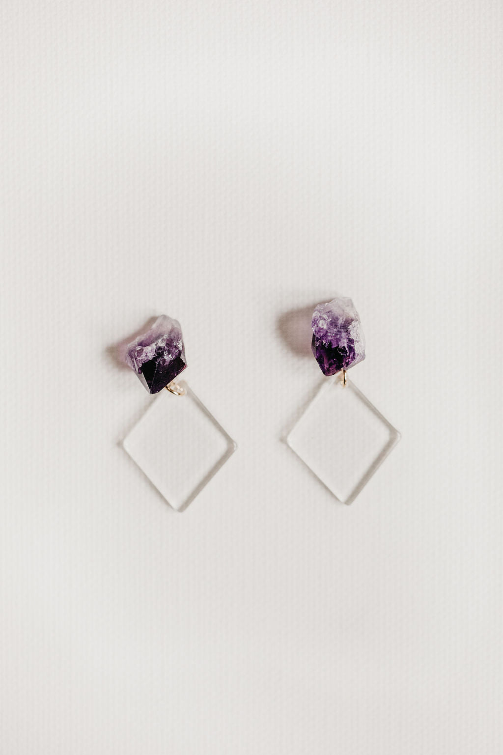 Amethyst Diamond Drop Earrings