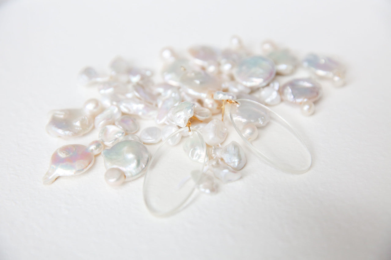 Pearl Oval Drop Earrings