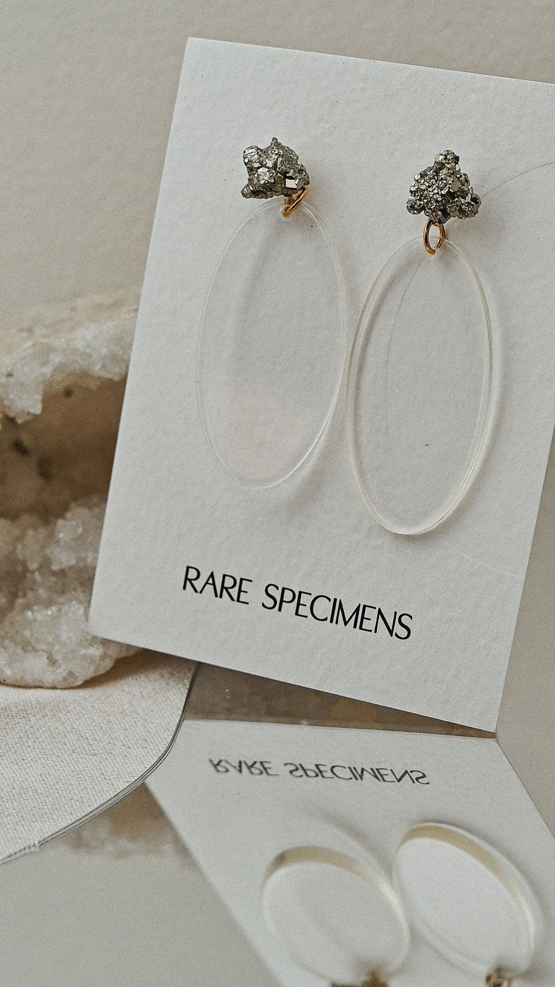 Pyrite Oval Drop Earrings