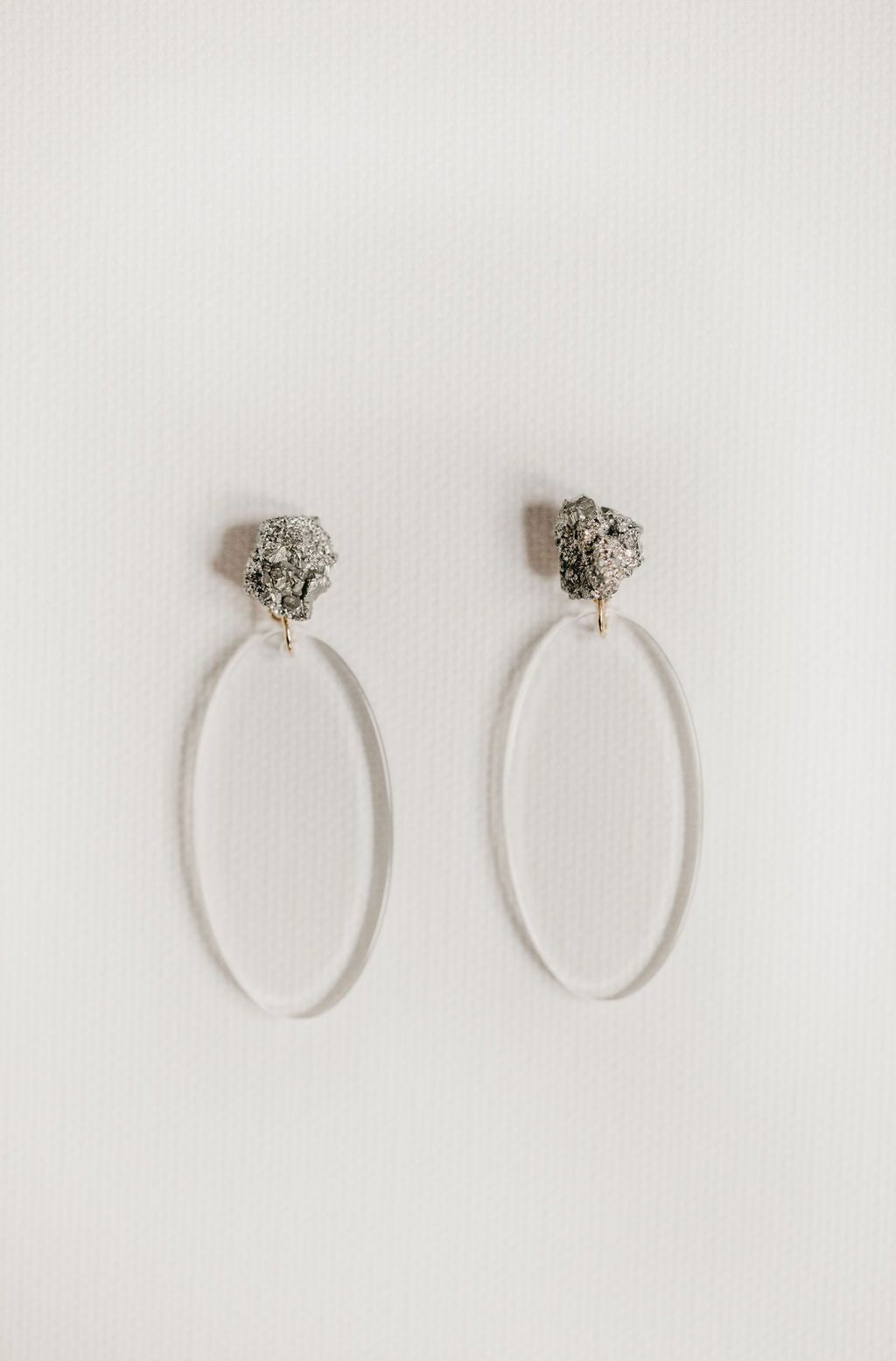 Pyrite Oval Drop Earrings